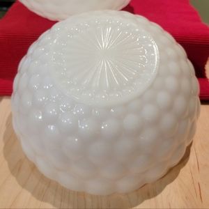 TWO Vintage Anchor Hocking set of Large Bubble Ware Bowls White Milk Glass